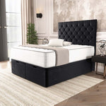 Seville Chesterfield Ottoman Divan Bed - Black Plush Velvet