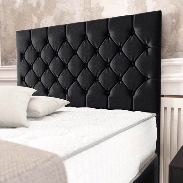 Seville Chesterfield Ottoman Divan Bed - Black Plush Velvet