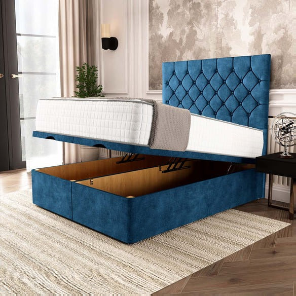 Seville Chesterfield Ottoman Divan Bed - Blue Coniston