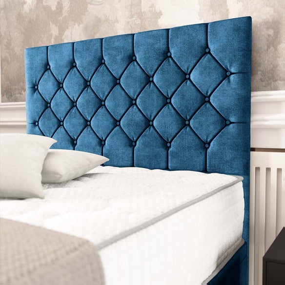 Seville Chesterfield Ottoman Divan Bed - Blue Coniston