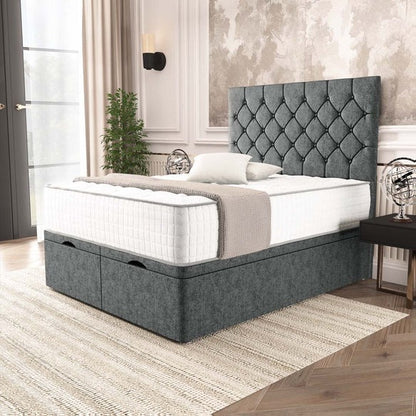 Seville Chesterfield Ottoman Divan Bed - Charcoal Chenille