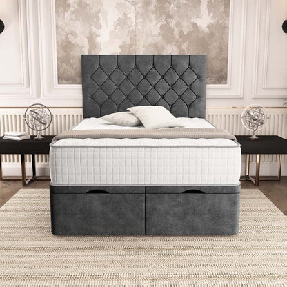 Seville Chesterfield Ottoman Divan Bed - Charcoal Coniston