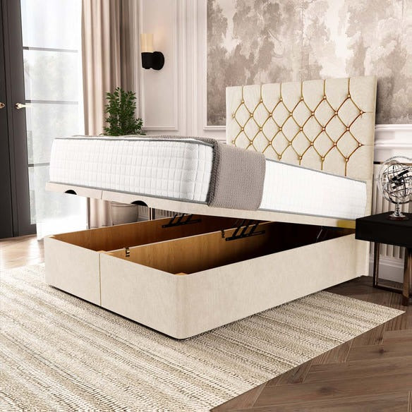 Seville Chesterfield Ottoman Divan Bed - Cream Naples