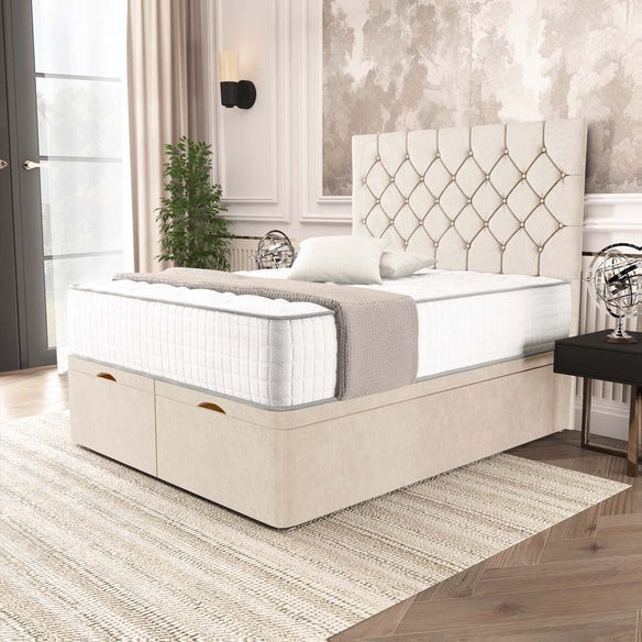 Seville Chesterfield Ottoman Divan Bed - Cream Naples