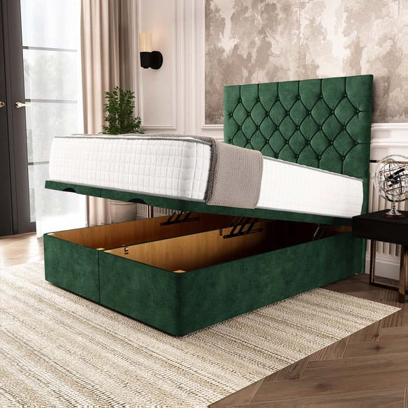 Seville Chesterfield Ottoman Divan Bed - Emerald Coniston