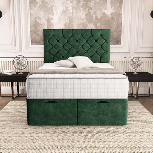 Seville Chesterfield Ottoman Divan Bed - Emerald Coniston