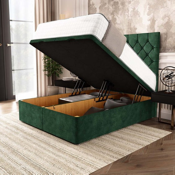Seville Chesterfield Ottoman Divan Bed - Emerald Coniston