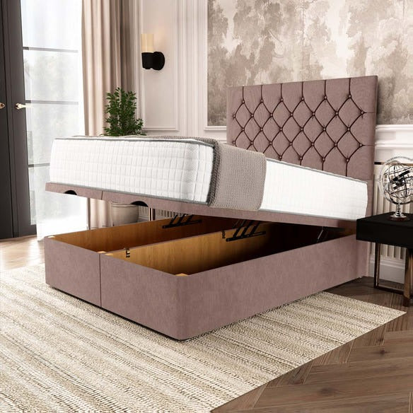 Seville Chesterfield Ottoman Divan Bed - Mauve Naples