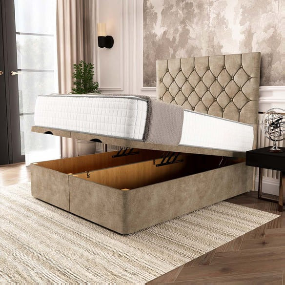 Seville Chesterfield Ottoman Divan Bed - Mink Coniston