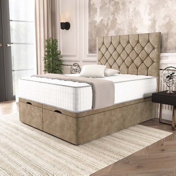 Seville Chesterfield Ottoman Divan Bed - Mink Coniston
