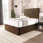 Seville Chesterfield Ottoman Divan Bed - Mocca Plush Velvet