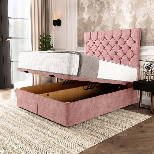 Seville Chesterfield Ottoman Divan Bed - Pink Coniston
