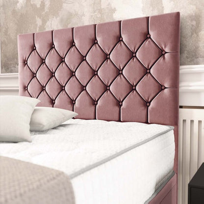Seville Chesterfield Ottoman Divan Bed - Pink Plush Velvet