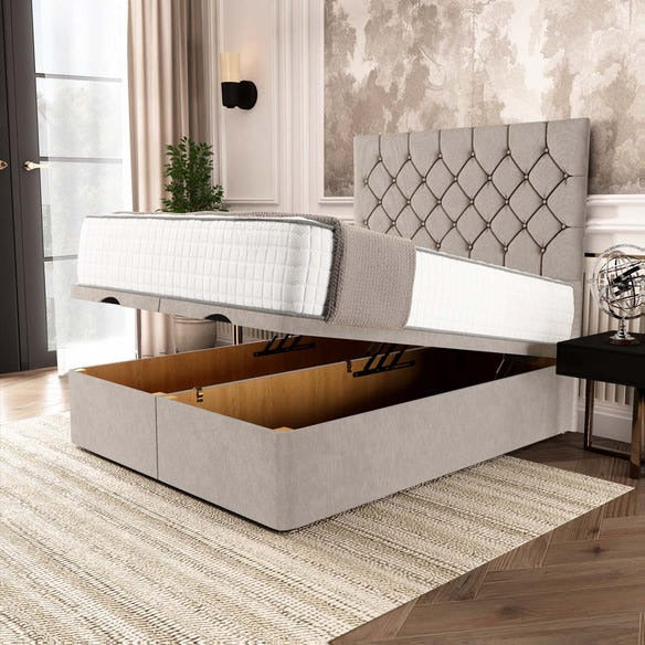Seville Chesterfield Ottoman Divan Bed - Seal Grey Naples