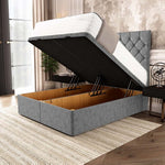 Seville Chesterfield Ottoman Divan Bed - Silver Chenille