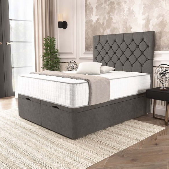 Seville Chesterfield Ottoman Divan Bed - Slate Grey Naples