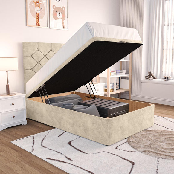 Seville Kids Chesterfield Ottoman Divan Bed - Almond Coniston
