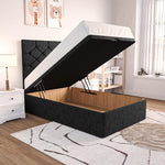 Seville Kids Chesterfield Ottoman Divan Bed - Black Chenille