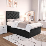 Seville Kids Chesterfield Ottoman Divan Bed - Black Chenille