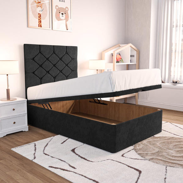 Seville Kids Chesterfield Ottoman Divan Bed - Black Naples