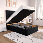 Seville Kids Chesterfield Ottoman Divan Bed - Black Plush Velvet