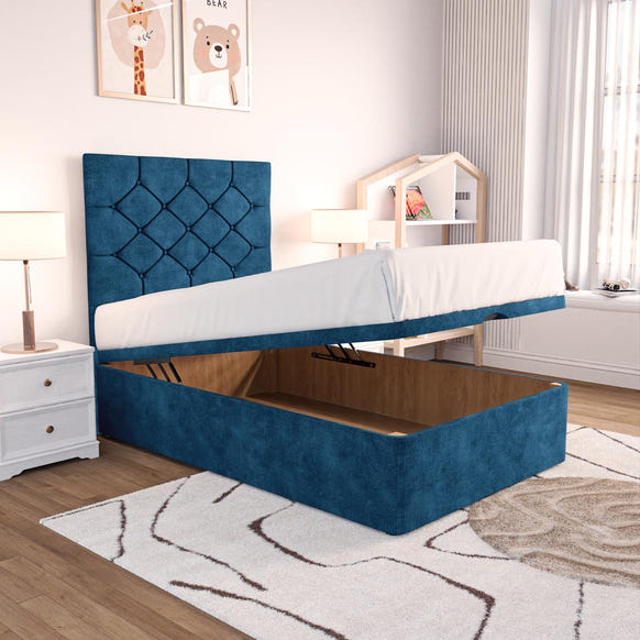 Seville Kids Chesterfield Ottoman Divan Bed - Blue Coniston