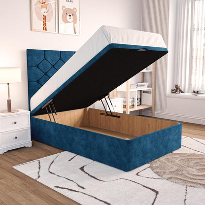 Seville Kids Chesterfield Ottoman Divan Bed - Blue Coniston