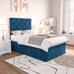 Seville Kids Chesterfield Ottoman Divan Bed - Blue Coniston