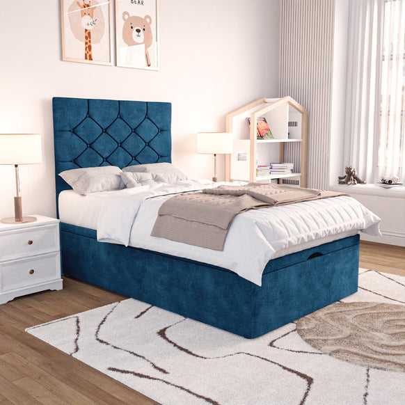 Seville Kids Chesterfield Ottoman Divan Bed - Blue Coniston