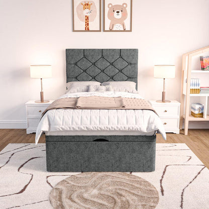 Seville Kids Chesterfield Ottoman Divan Bed - Charcoal Chenille