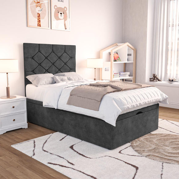Seville Kids Chesterfield Ottoman Divan Bed - Charcoal Coniston
