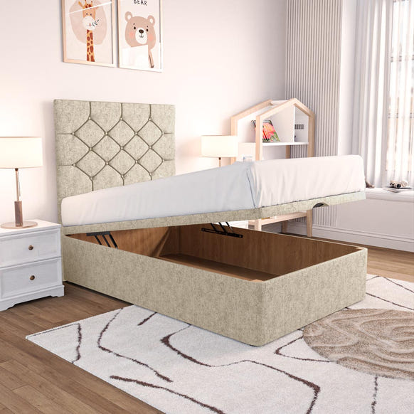 Seville Kids Chesterfield Ottoman Divan Bed - Cream Chenille