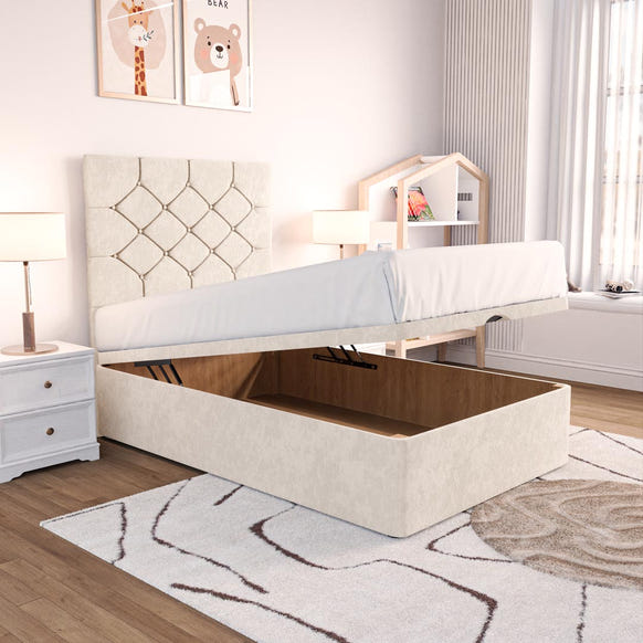 Seville Kids Chesterfield Ottoman Divan Bed - Cream Naples