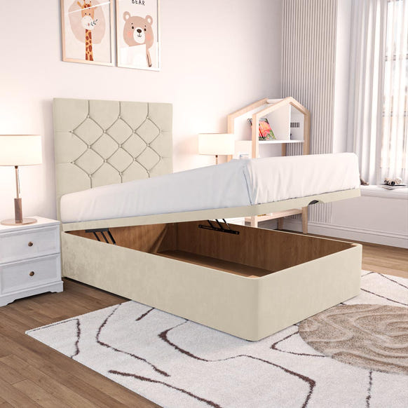 Seville Kids Chesterfield Ottoman Divan Bed - Cream Plush Velvet