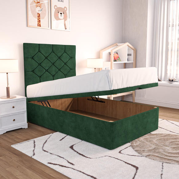 Seville Kids Chesterfield Ottoman Divan Bed - Emerald Coniston