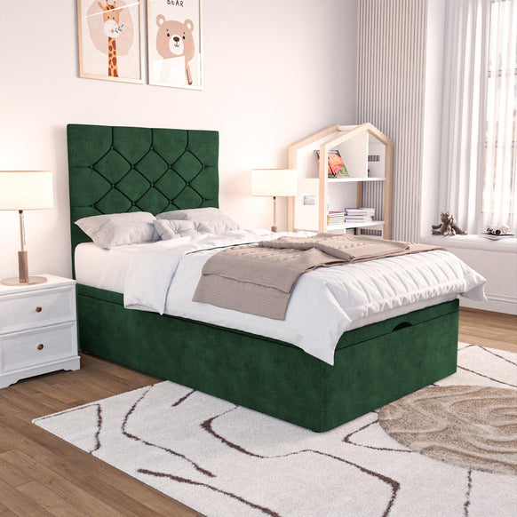 Seville Kids Chesterfield Ottoman Divan Bed - Emerald Coniston