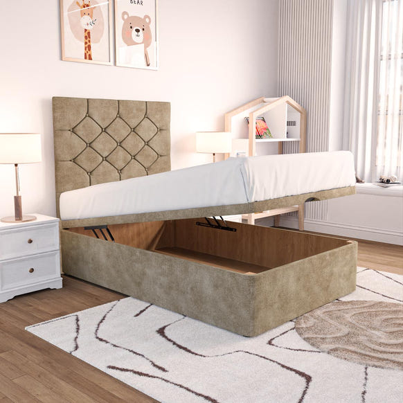 Seville Kids Chesterfield Ottoman Divan Bed - Mink Coniston