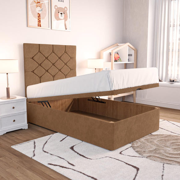 Seville Kids Chesterfield Ottoman Divan Bed - Mink Naples