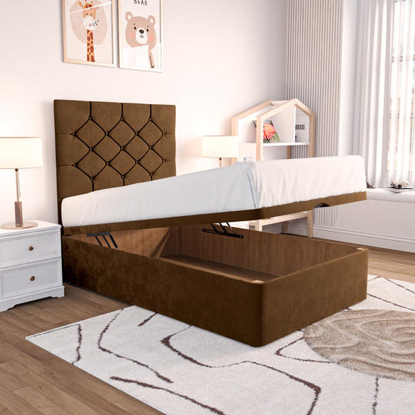 Seville Kids Chesterfield Ottoman Divan Bed - Mocca Plush Velvet