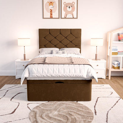 Seville Kids Chesterfield Ottoman Divan Bed - Mocca Plush Velvet