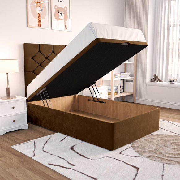 Seville Kids Chesterfield Ottoman Divan Bed - Mocca Plush Velvet