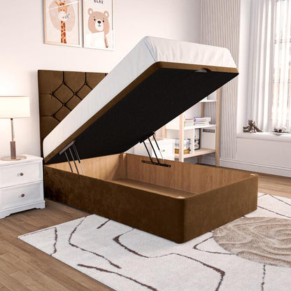 Seville Kids Chesterfield Ottoman Divan Bed - Mocca Plush Velvet
