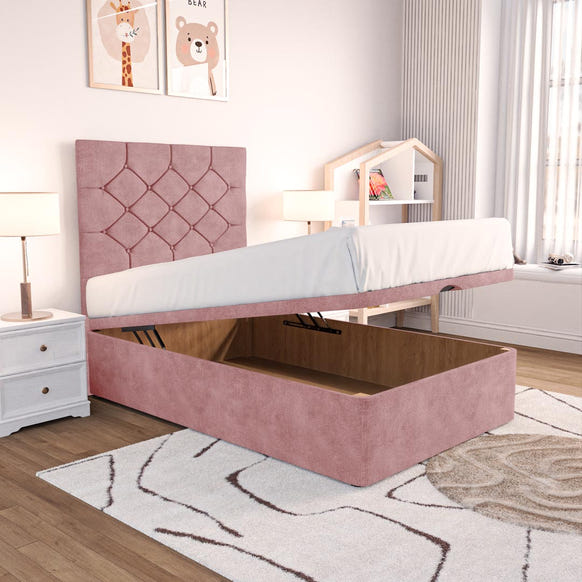 Seville Kids Chesterfield Ottoman Divan Bed - Pink Coniston