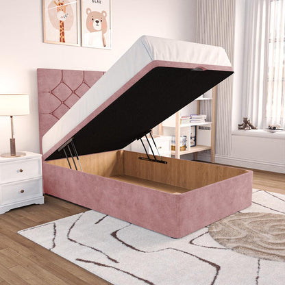 Seville Kids Chesterfield Ottoman Divan Bed - Pink Coniston