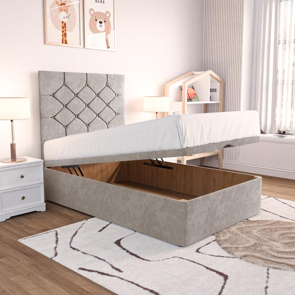 Seville Kids Chesterfield Ottoman Divan Bed - Seal Grey Naples