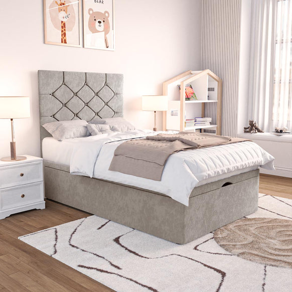 Seville Kids Chesterfield Ottoman Divan Bed - Seal Grey Naples