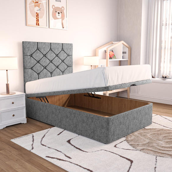 Seville Kids Chesterfield Ottoman Divan Bed - Silver Chenille