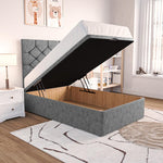 Seville Kids Chesterfield Ottoman Divan Bed - Silver Chenille