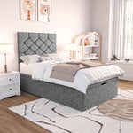 Seville Kids Chesterfield Ottoman Divan Bed - Silver Chenille