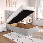 Seville Kids Chesterfield Ottoman Divan Bed - Silver Plush Velvet